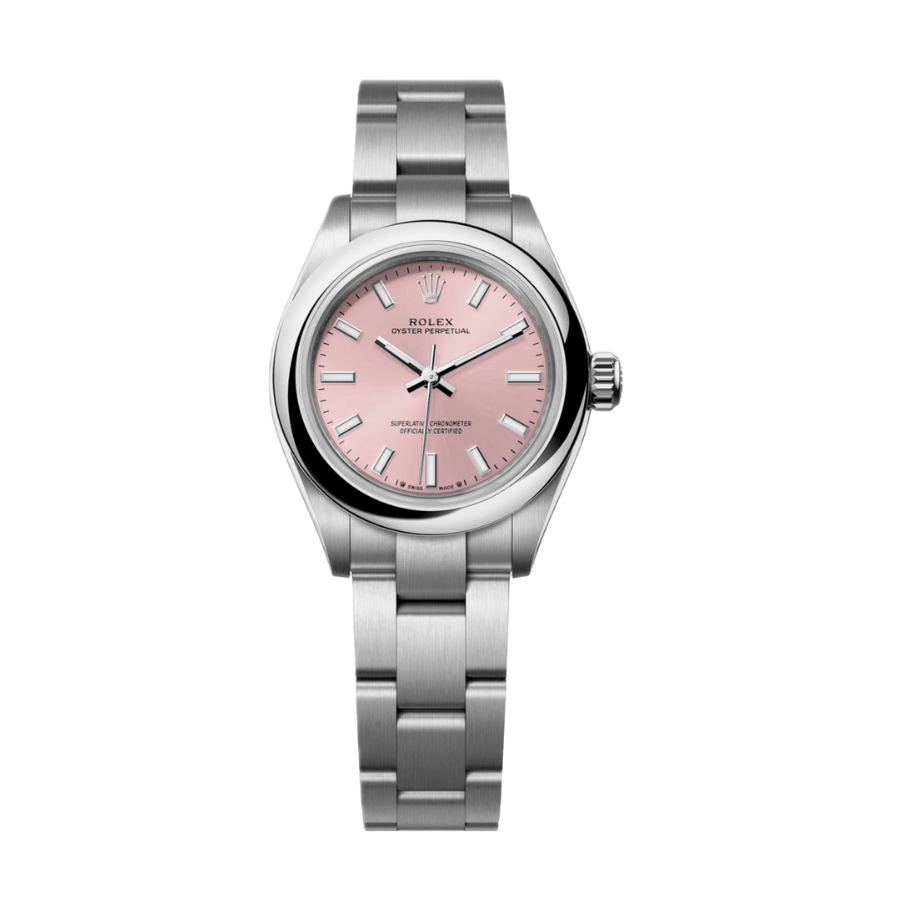 Oyster Perpetual com mostrador rosa de 28 mm