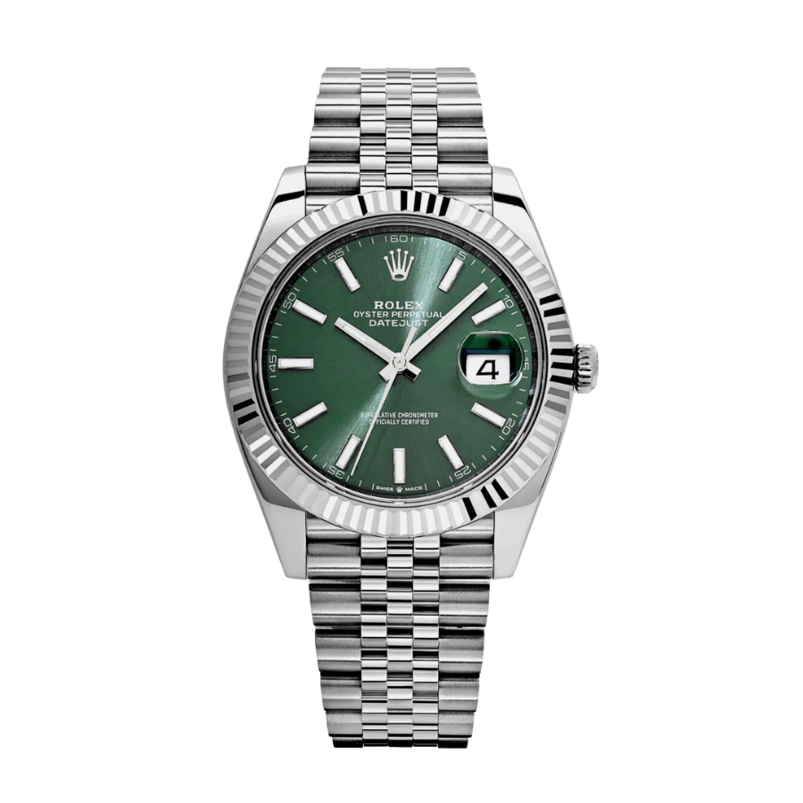 Datejust com mostrador verde em aço, 41 mm