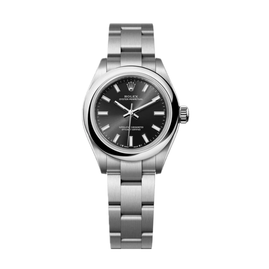 Oyster Perpetual com mostrador preto de 28 mm
