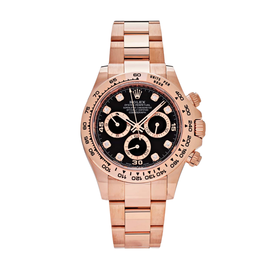 Daytona com mostrador preto cravejado de diamantes, 40 mm