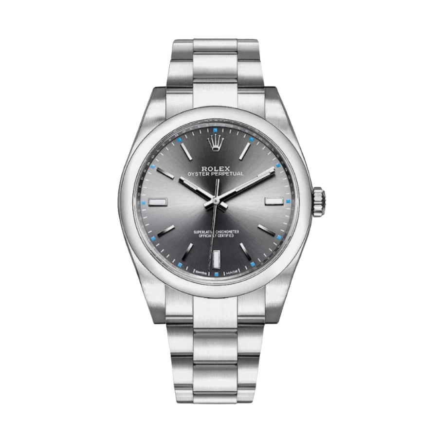 Oyster Perpetual com mostrador em bastão cinzento, 39 mm