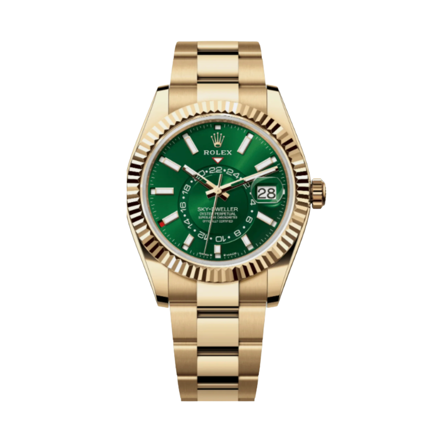 Sky-dweller com mostrador verde e caixa Oyster de 42 mm