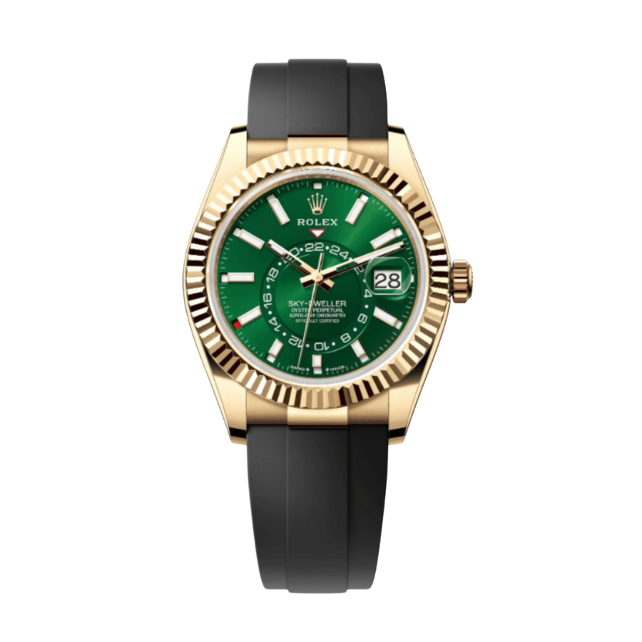 Sky-dweller com mostrador verde e bracelete Oysterflex de 42 mm