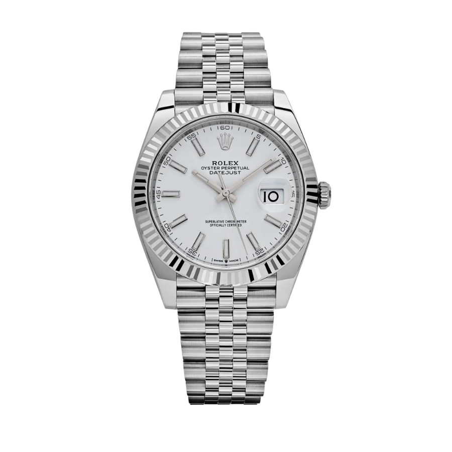 Datejust, mostrador branco em aço, 41 mm