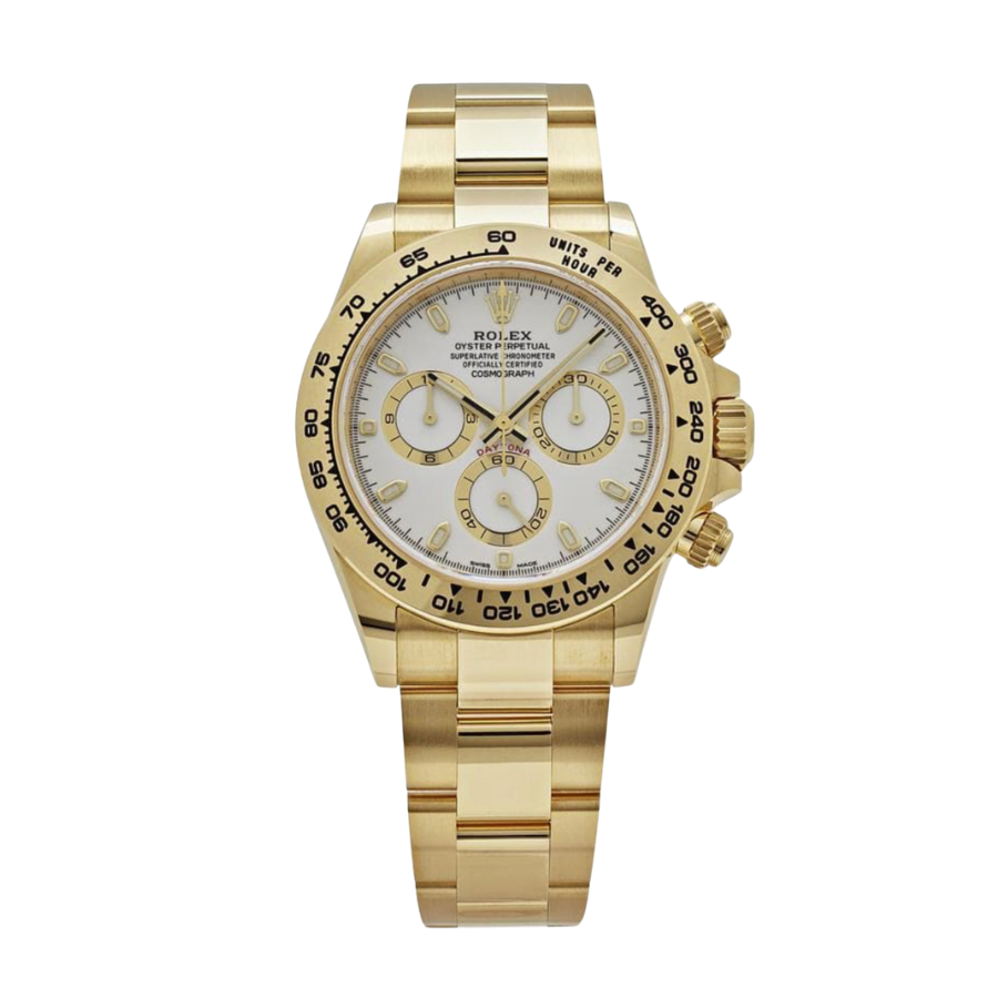 Daytona em ouro amarelo com mostrador branco, 40 mm