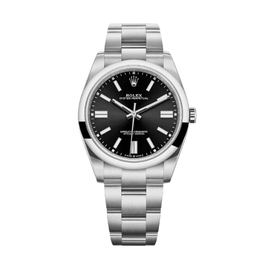 Oyster Perpetual com mostrador preto, 41 mm