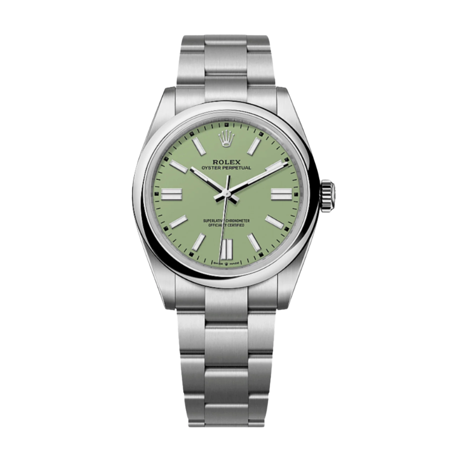 Oyster Perpetual com mostrador pistacho, 41 mm