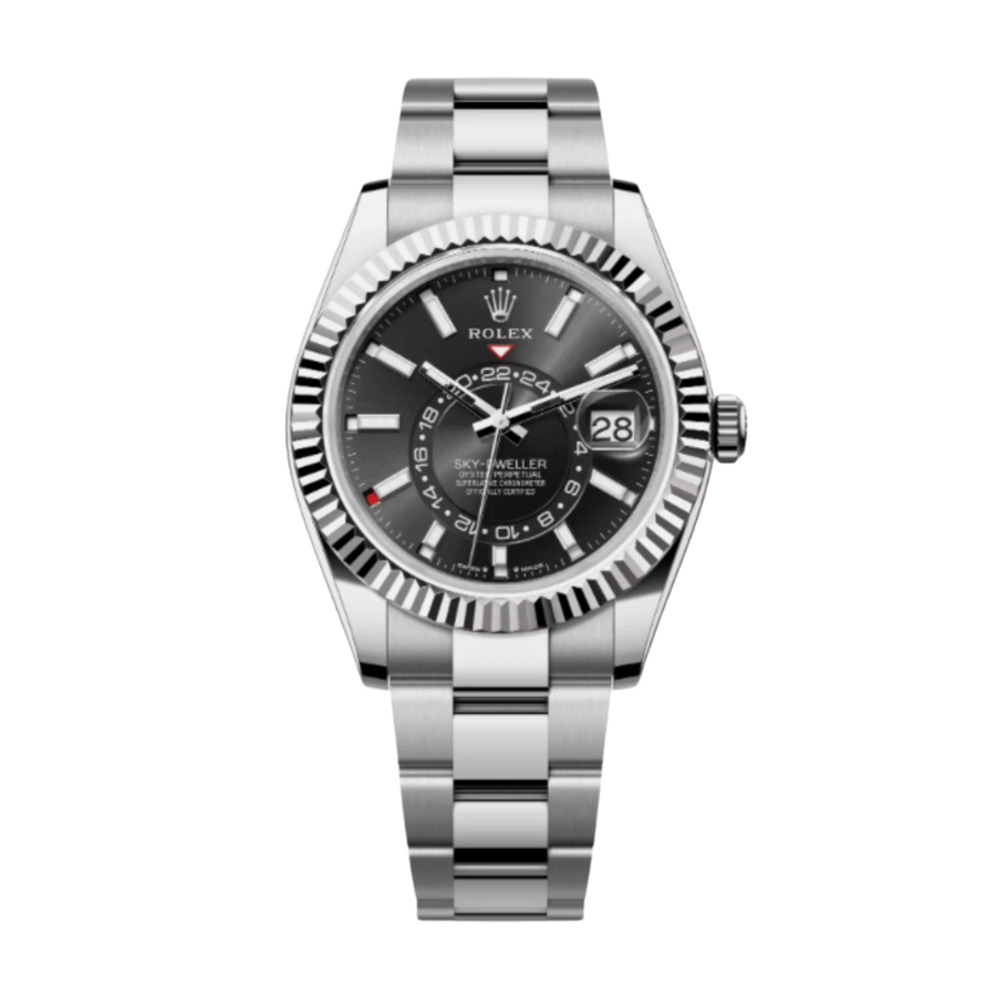 Sky-dweller com mostrador preto e caixa Oyster de 42 mm