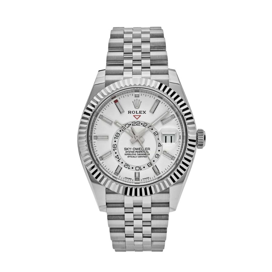 Sky-dweller com mostrador branco e caixa Jubilee de 42 mm