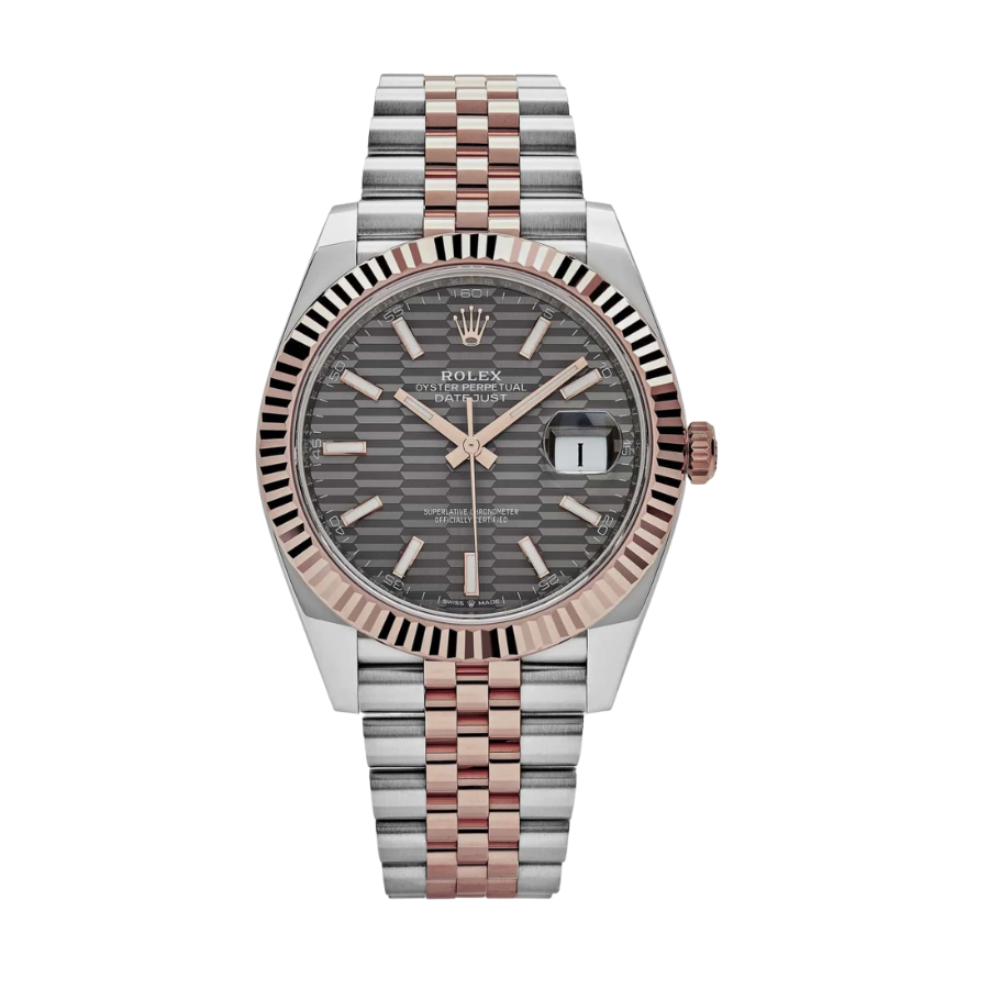 Datejust com mostrador canelado em ouro rosa, 41 mm