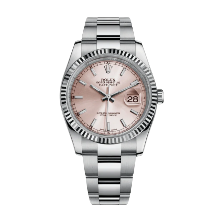 Datejust com mostrador rosa em aço, relógio Oyster de 36 mm