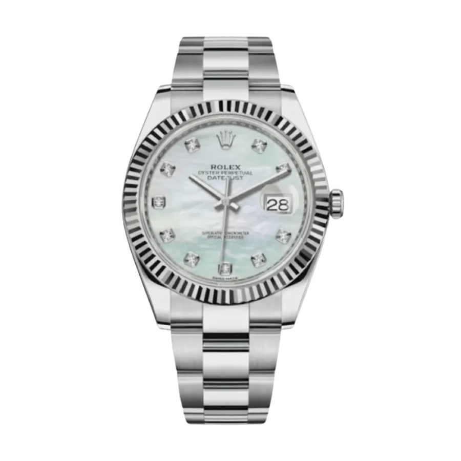 Datejust com mostrador em madrepérola e diamantes, 41 mm