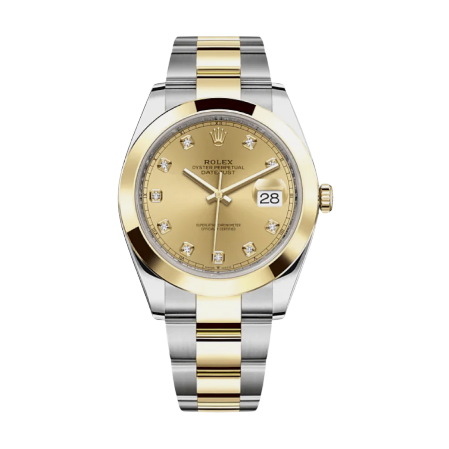 Datejust em ouro amarelo champanhe com mostrador em diamantes, 41 mm