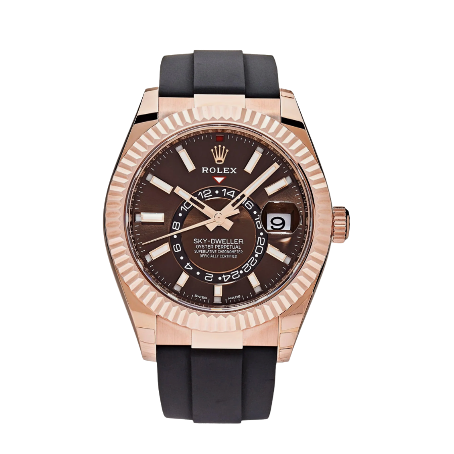 Sky-dweller com mostrador chocolate e bracelete Oysterflex de 42 mm