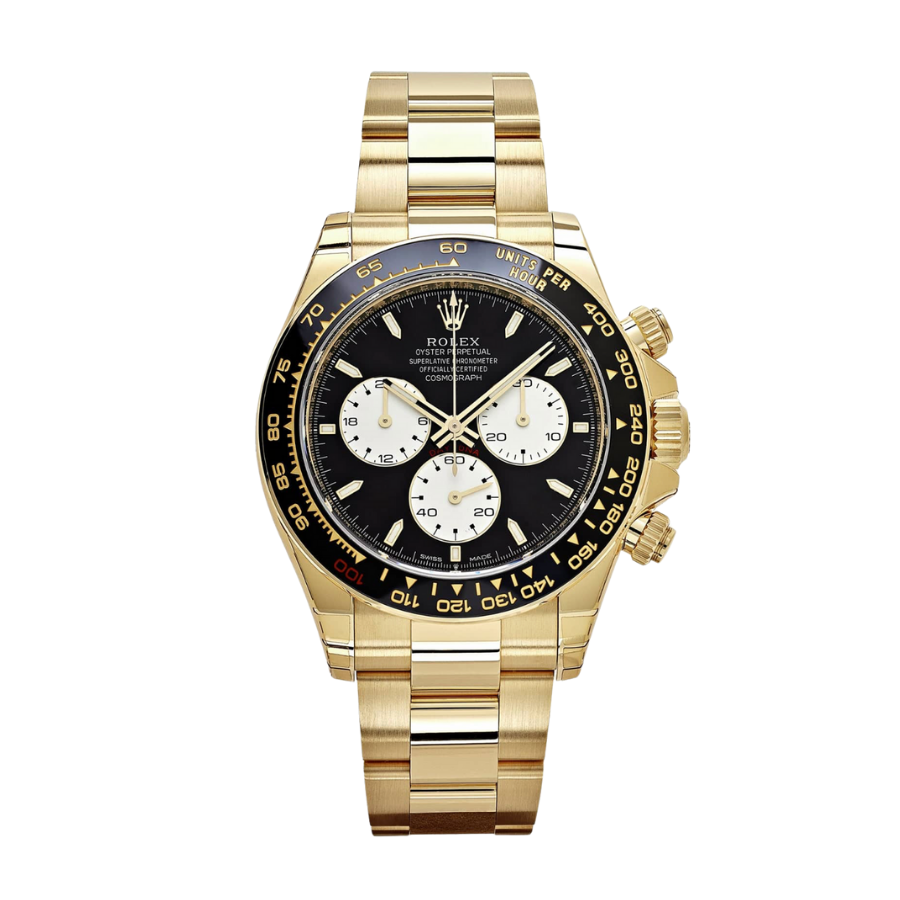 Daytona em ouro amarelo com mostrador preto, 40 mm