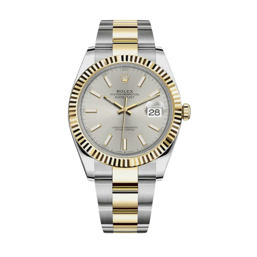 Datejust em ouro amarelo com mostrador prateado, 41 mm
