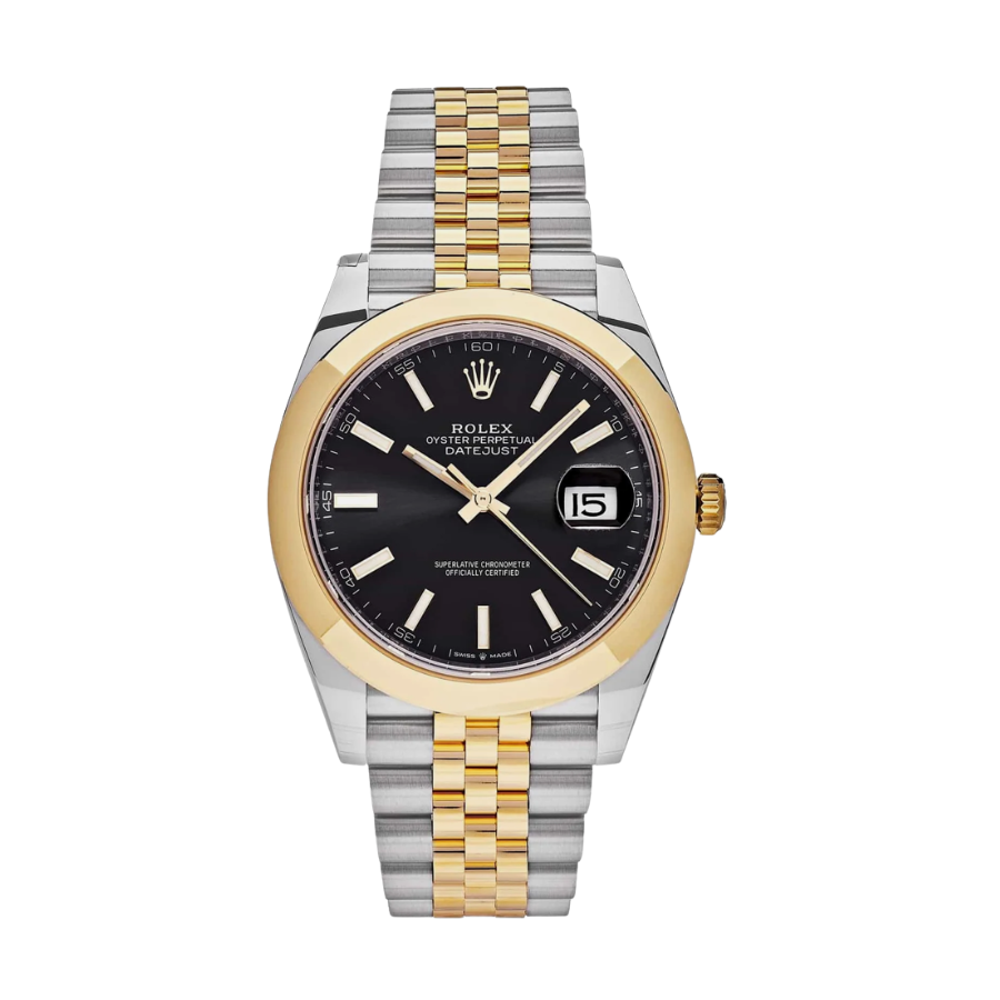 Datejust em ouro amarelo com mostrador preto, 41 mm