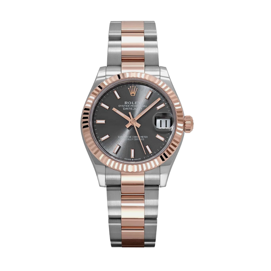 Relógio Date Just para mulher com mostrador cinzento-ardósia em ouro rosa, 31 mm.