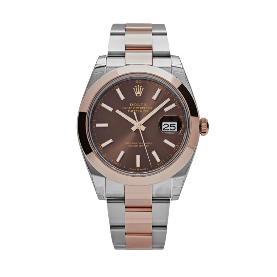 Datejust com mostrador chocolate em ouro rosa, 41 mm