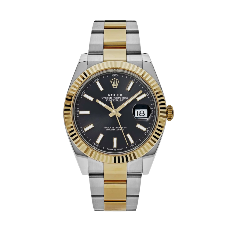 Datejust em ouro amarelo com mostrador preto, 41 mm