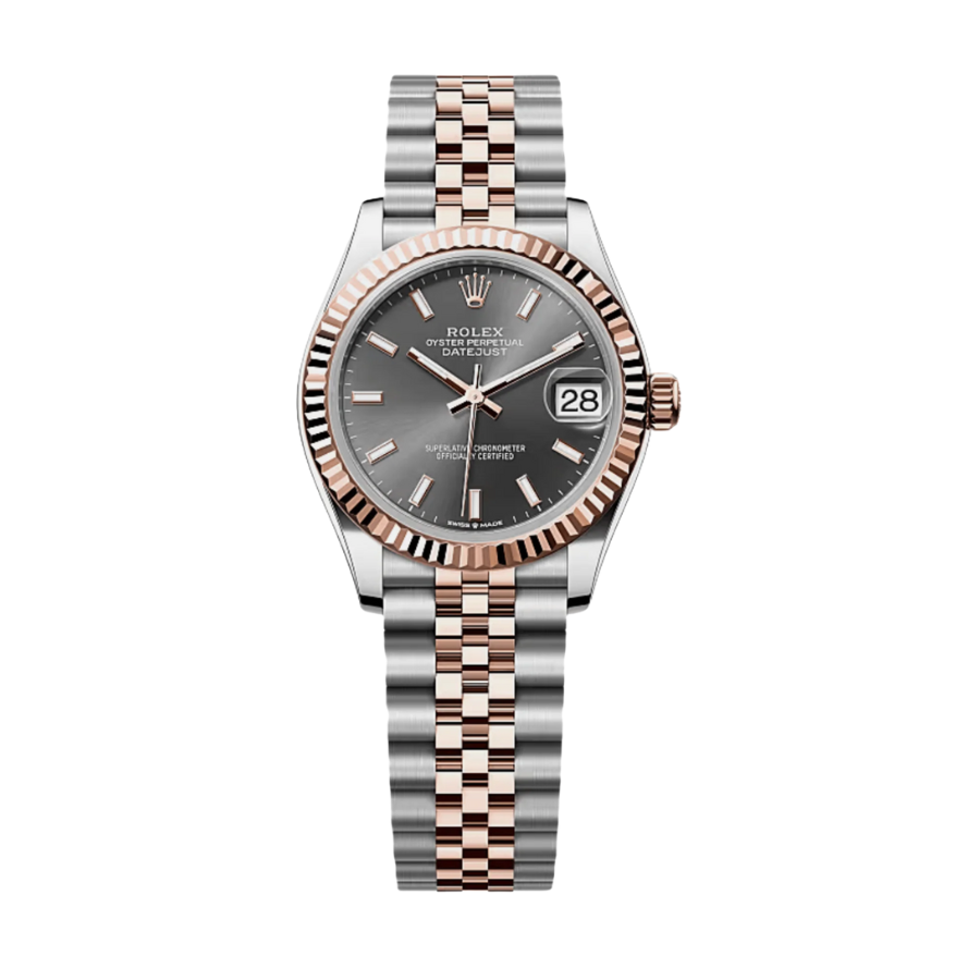 Date Just para mulher, cor ouro rosa ardósia, 31 mm