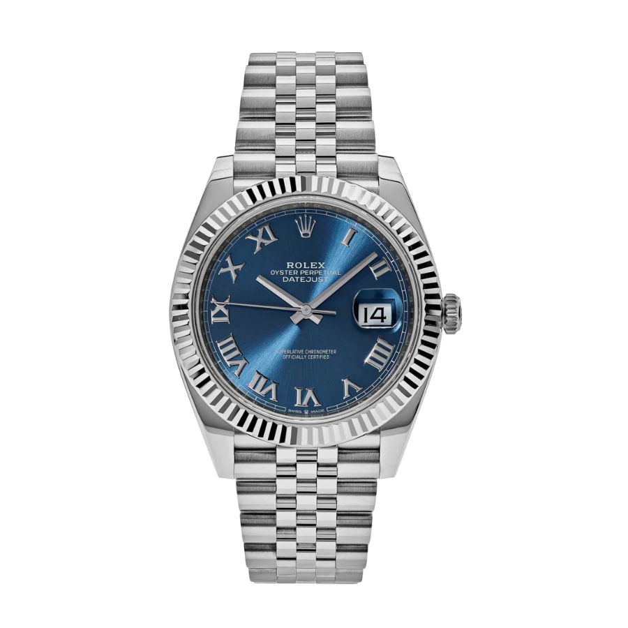 Datejust com mostrador azul aço e diamantes, 41 mm