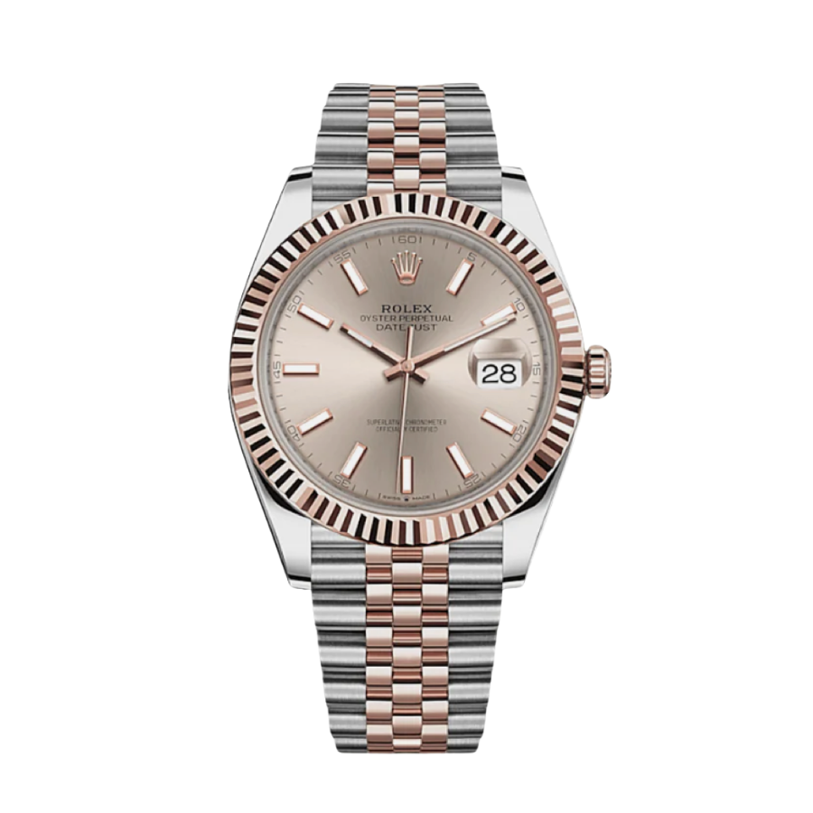 Datejust com mostrador em ouro rosa e efeito sundust, 41 mm