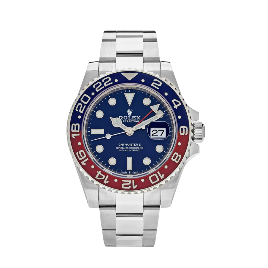GMT-Master II em ouro branco com mostrador azul, 40 mm