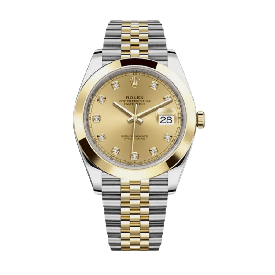 Datejust em ouro amarelo champanhe com mostrador em diamantes, 41 mm