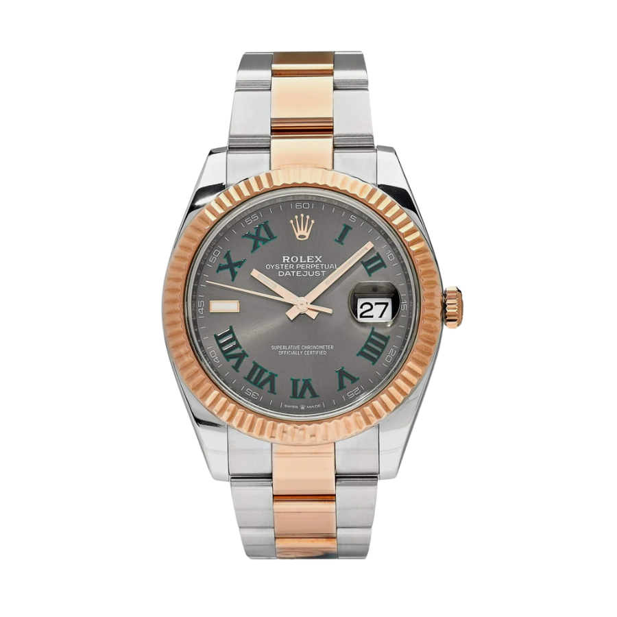 Datejust Wimbledon em aço inoxidável dourado rosa 41mm
