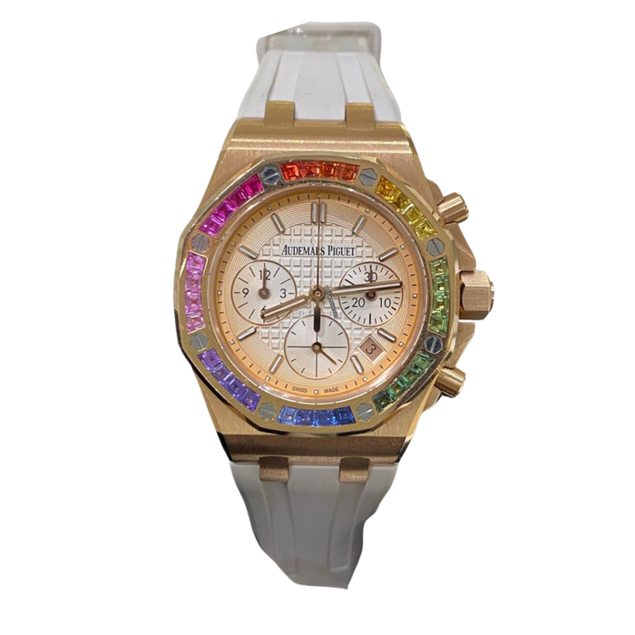 Mostrador Royal Oak com diamantes brancos
