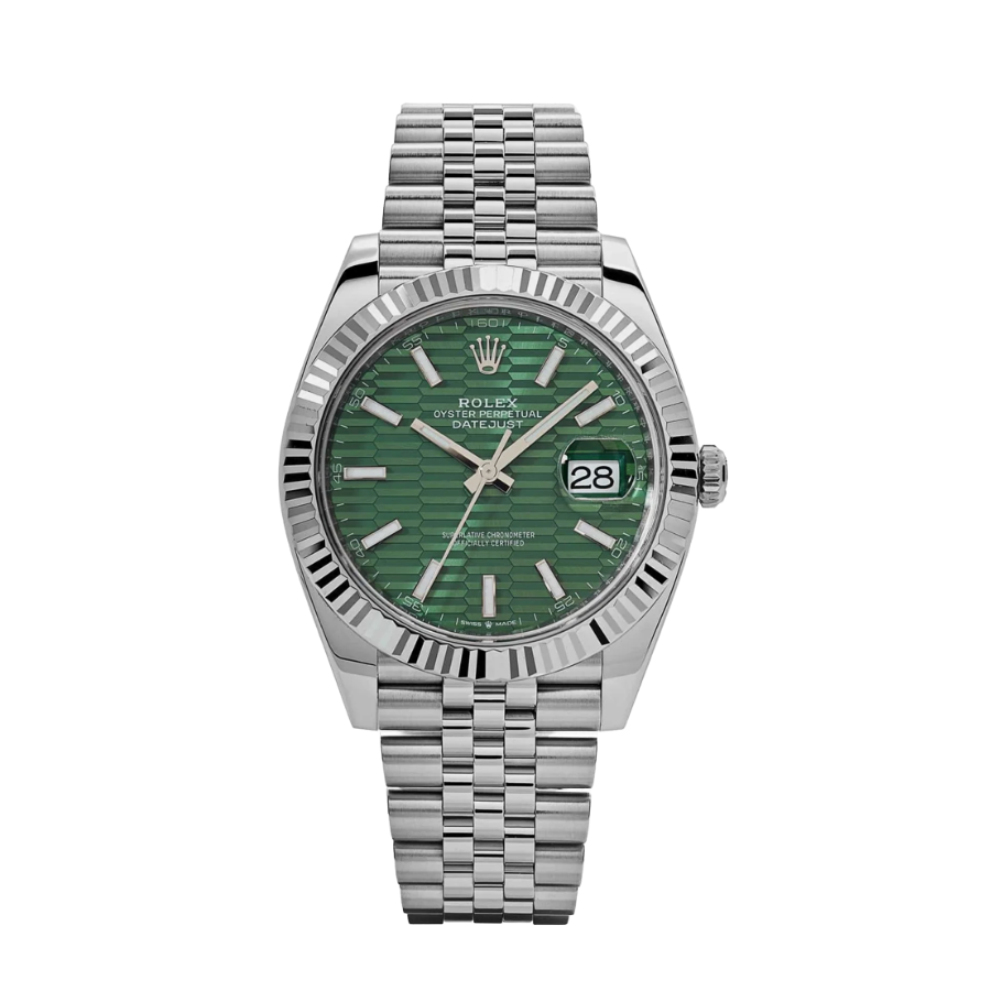 Datejust com mostrador verde canelado de 41 mm