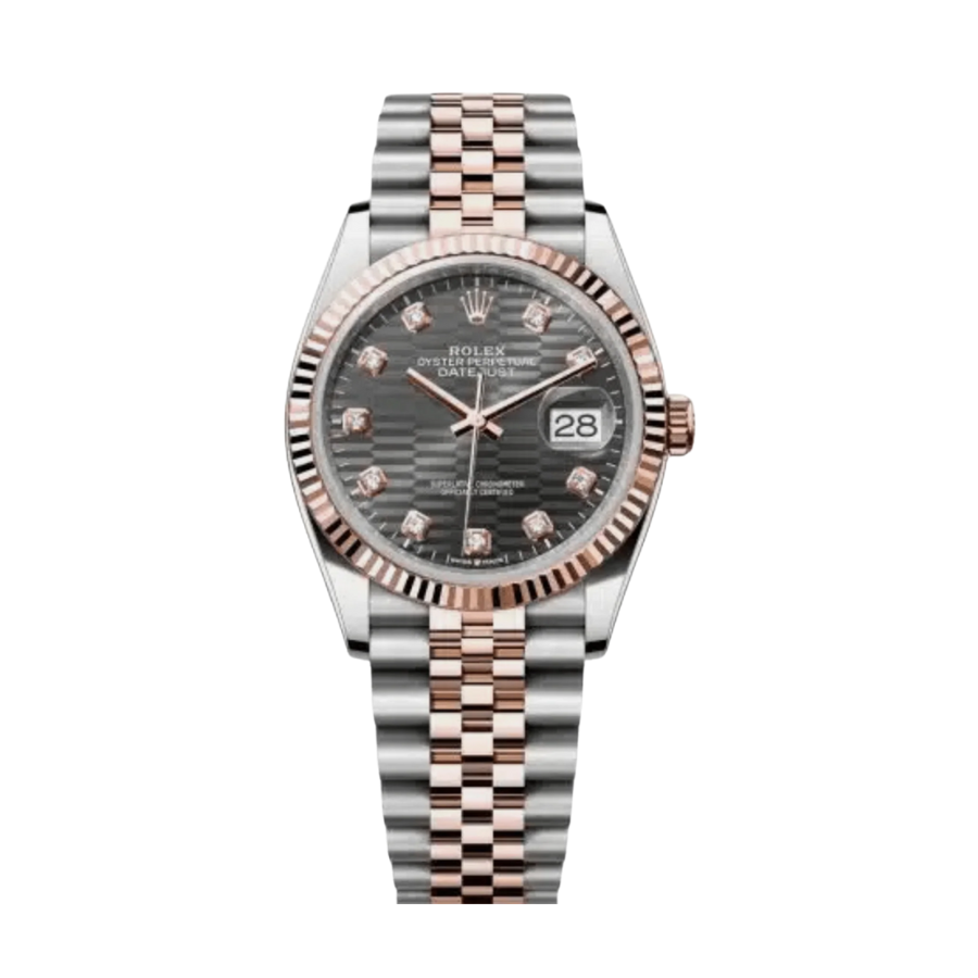 Datejust com mostrador em ouro rosa e diamantes, 36 mm
