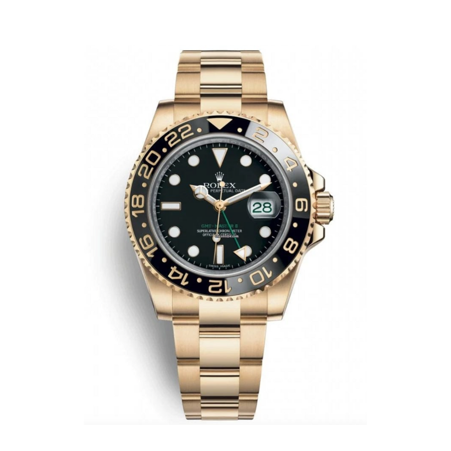 GMT-Master II em ouro amarelo com mostrador preto, 40 mm
