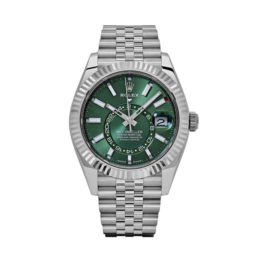 Sky-dweller com mostrador verde e caixa Jubilee de 42 mm