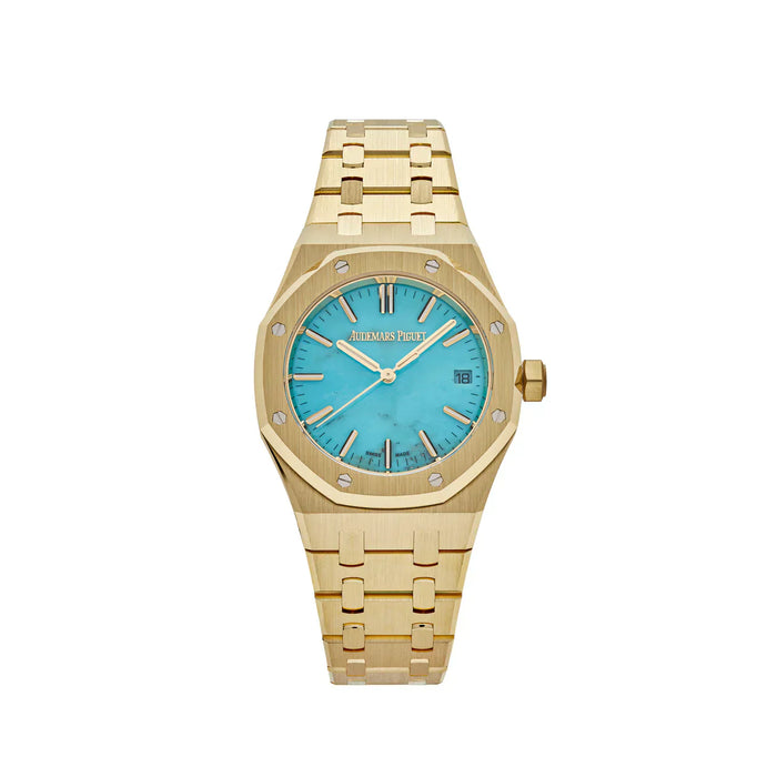 Royal Oak Automático 15550BA.OO.1356BA.01 Ouro Amarelo Mostrador Azul Turquesa