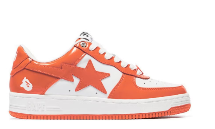 Verniz de couro laranja e branco