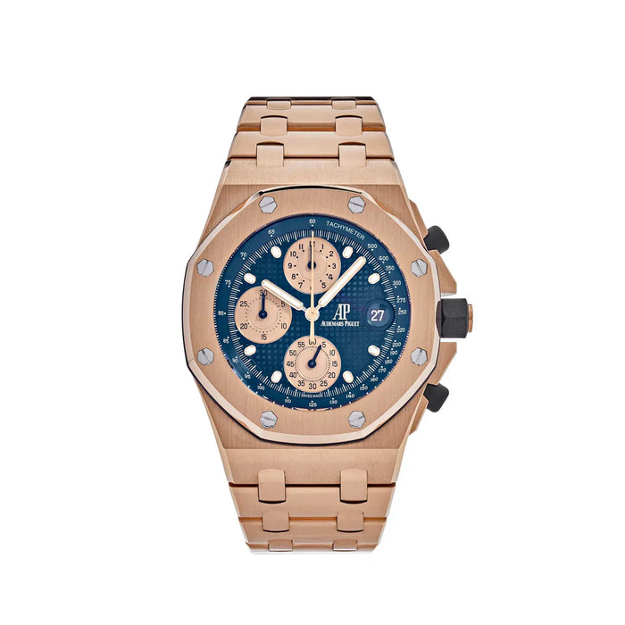 Royal Oak Offshore 26238OR.OO.2000OR.01 Cronógrafo 'Brick' Dourado Rosa Mostrador Azul