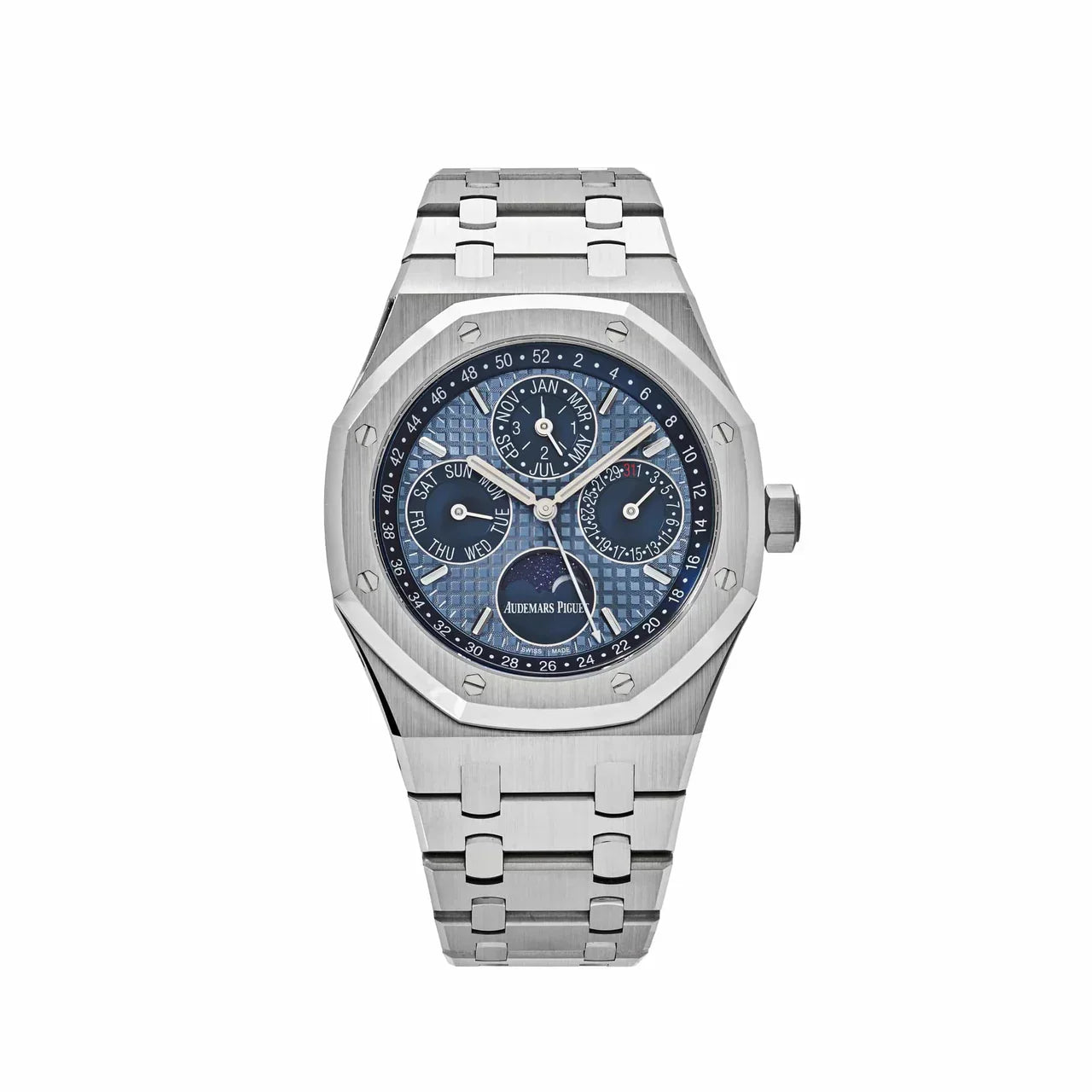 Royal Oak Calendário Perpétuo 26574ST.OO.1220ST.03 Mostrador Azul Aço (2022)