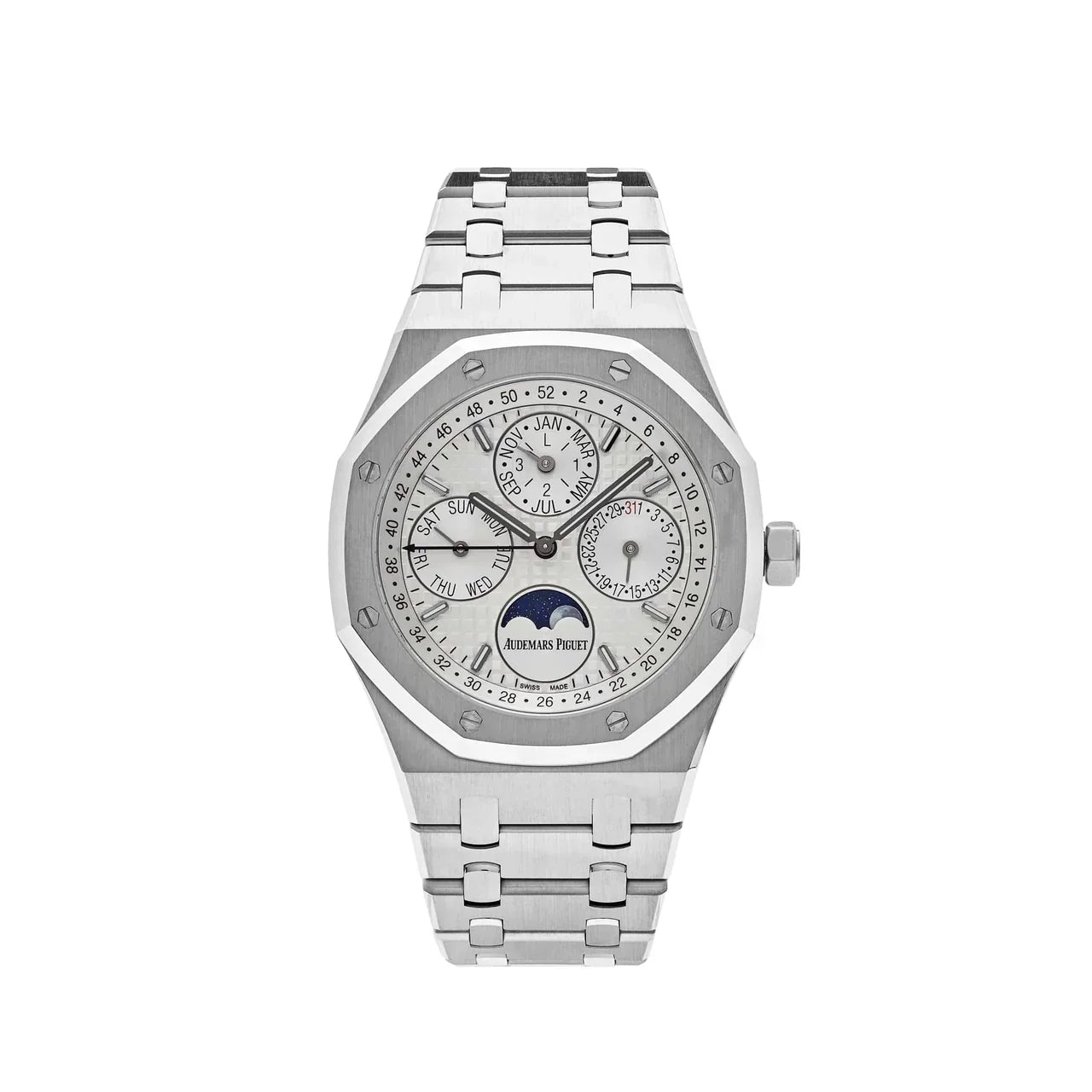 Royal Oak Calendário Perpétuo 26574ST.OO.1220ST.01 Aço Mostrador Branco