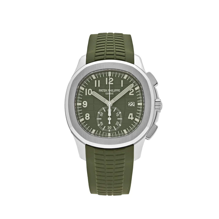 Aquanaut 5968G-010 Cronógrafo Ouro Branco Mostrador Verde Caqui