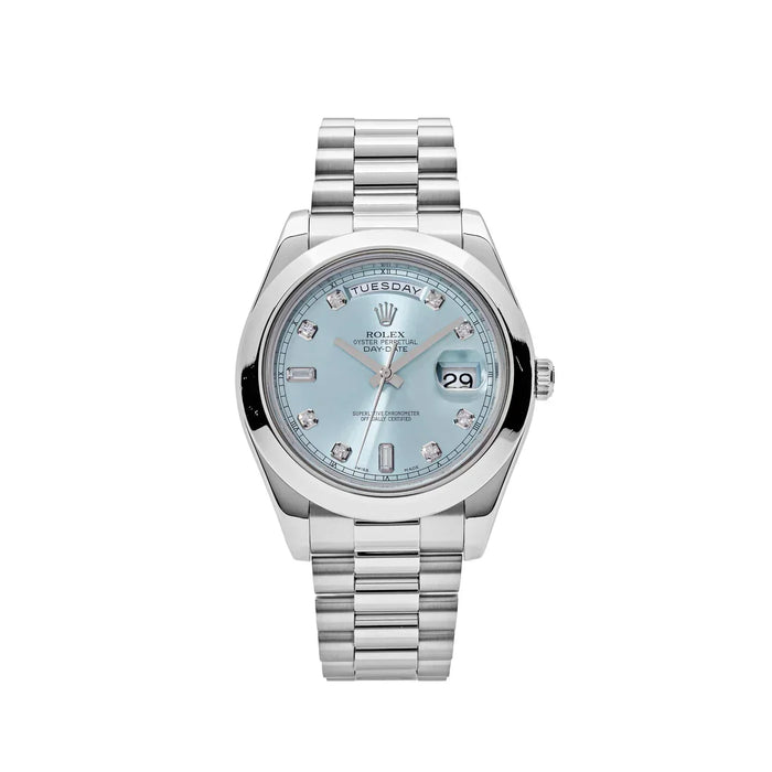 Day-Date II 218206 Mostrador Azul Diamante em Platina