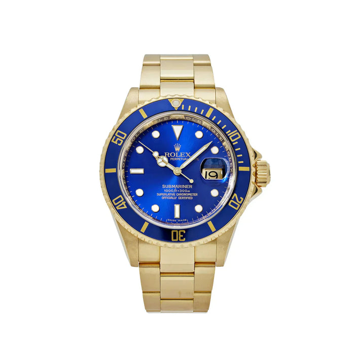 Submariner Date 16618LB Ouro Amarelo Mostrador Azul